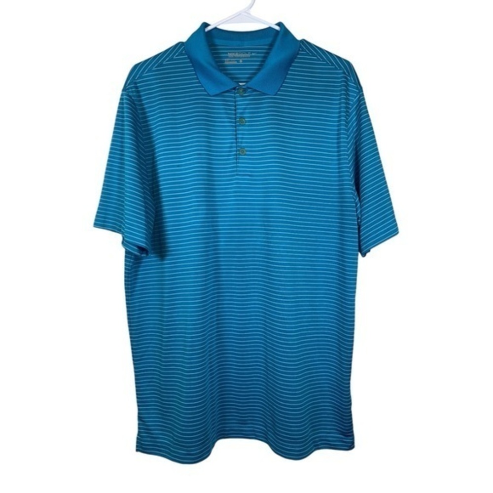 Nike Golf Stripe Teal Turquoise Polo Shirt Size Large #VEG-0138